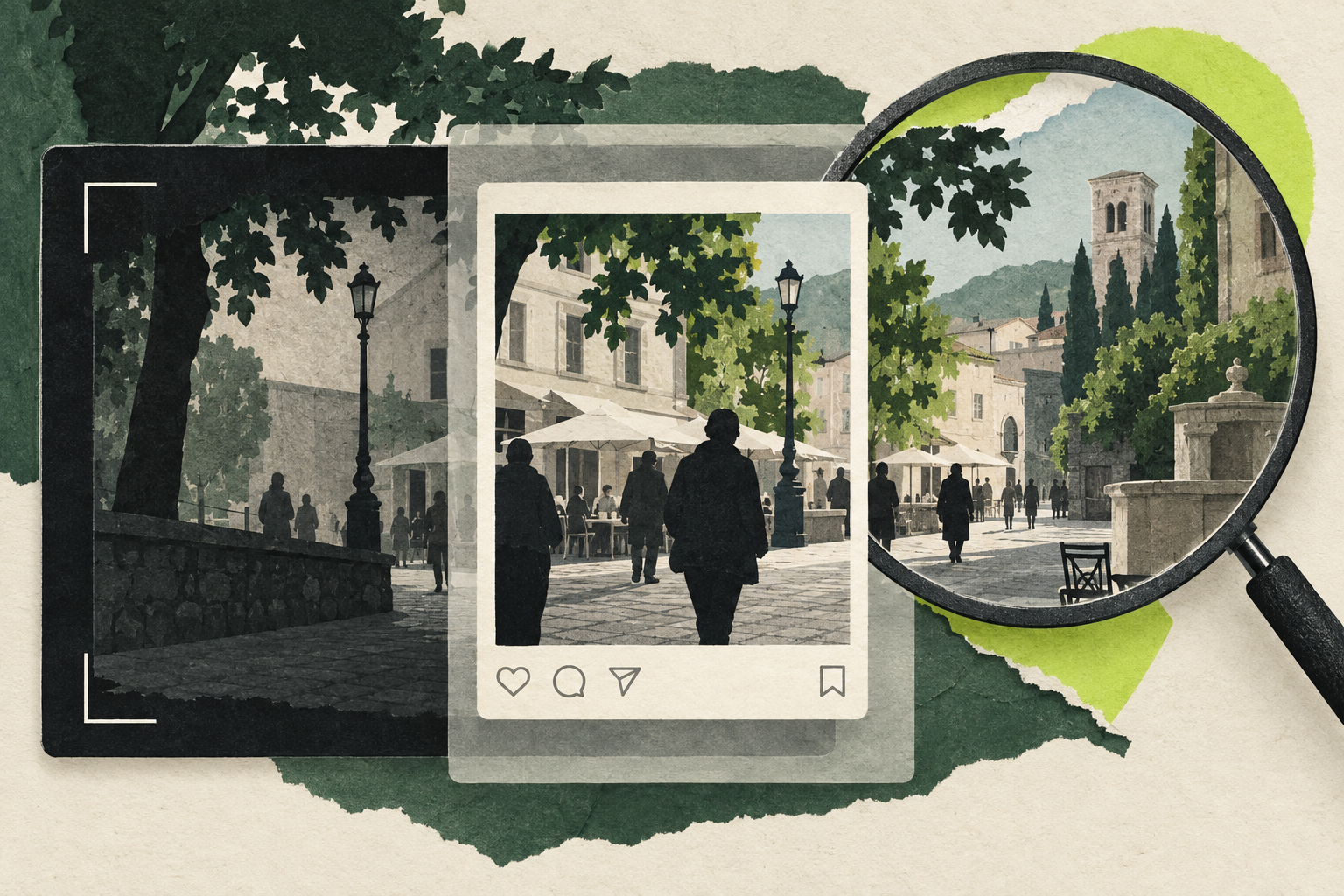 Conceptual illustration of a street scene through overlapping frames