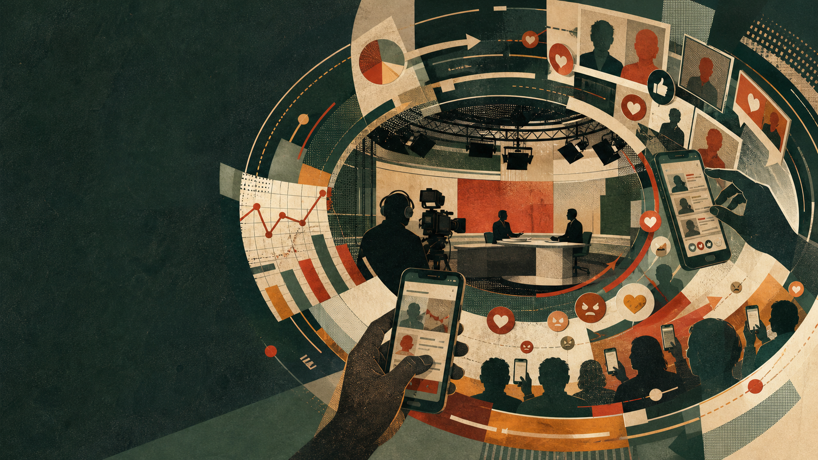 A broadcast interview multiplying into clips, reactions, social posts and polling attention